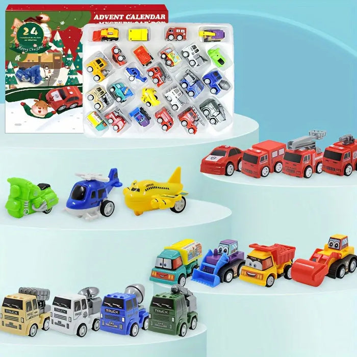 24 Pieces Holiday Countdown Calendar Vehicle Themed Set