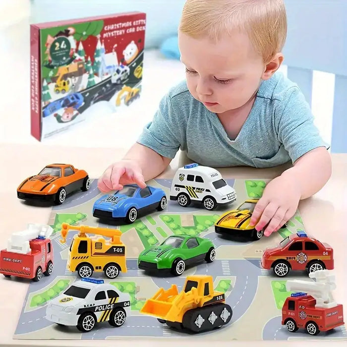 24 Pieces Holiday Countdown Calendar Vehicle Themed Set