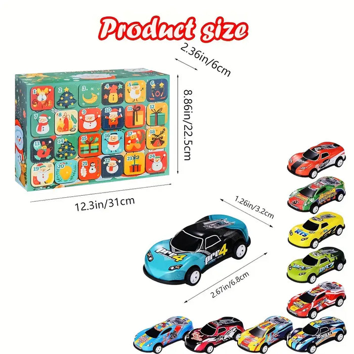 Advent Calendar Metal Pull Back Toy Cars Set