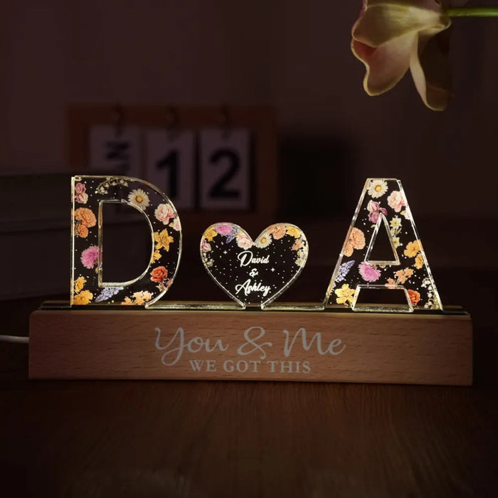 Personalized Floral Theme Acrylic Block LED Night Light