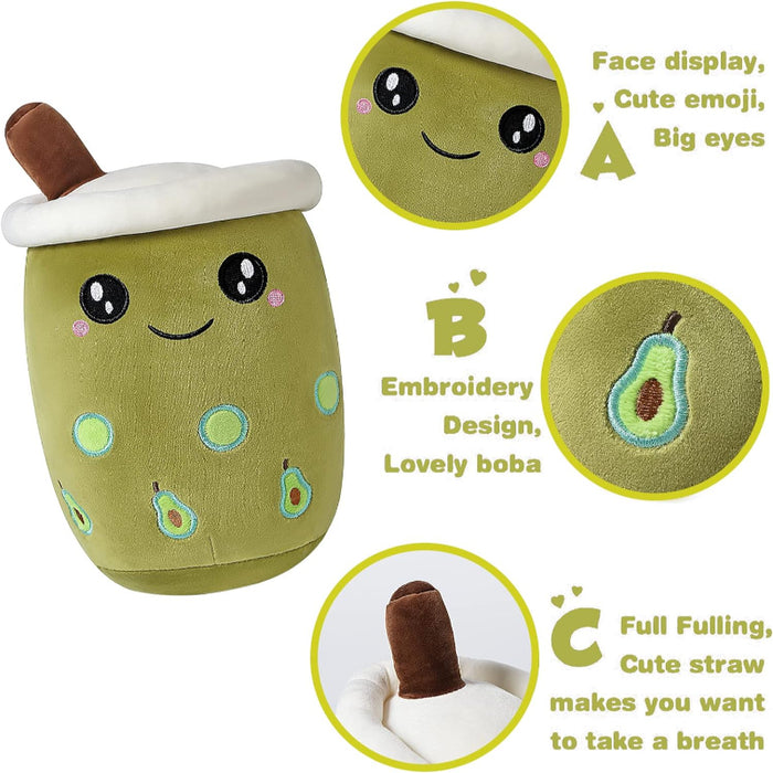 Avocado Milk Tea Cup Plush Pillow