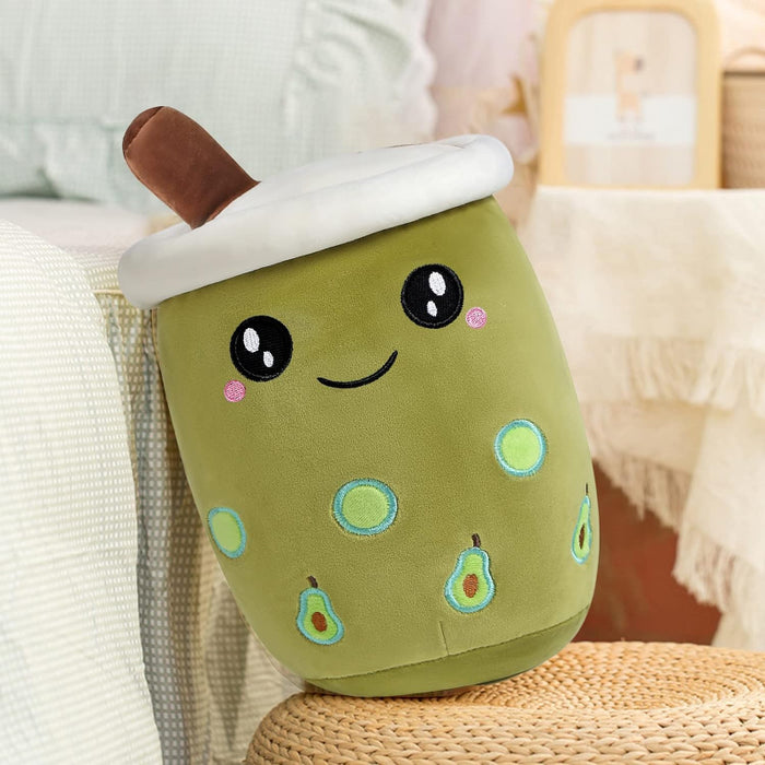 Avocado Milk Tea Cup Plush Pillow