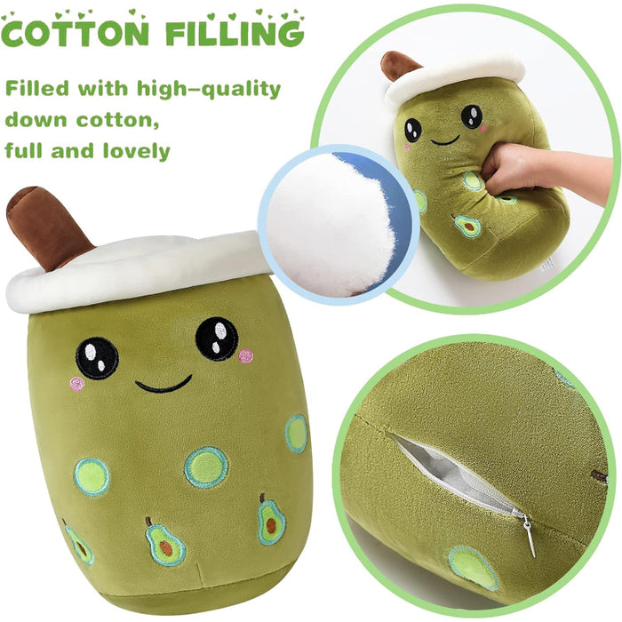 Avocado Milk Tea Cup Plush Pillow