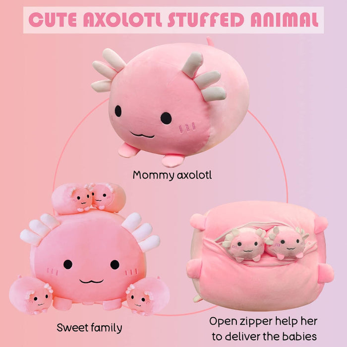 Axolotl Plush Pillow With Mini Animals