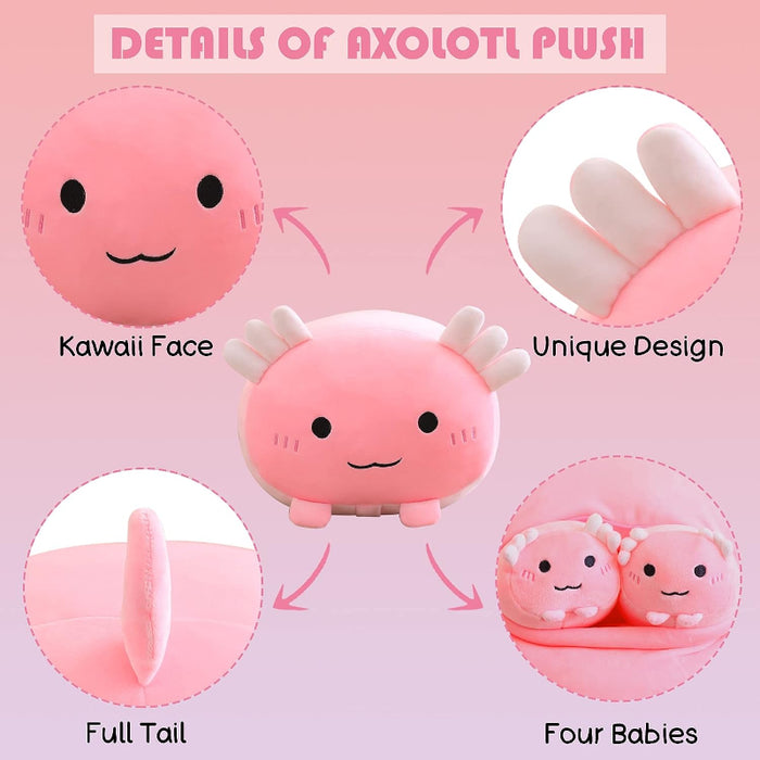 Axolotl Plush Pillow With Mini Animals