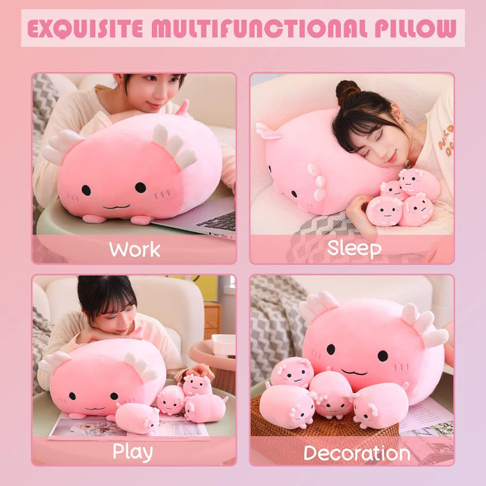 Axolotl Plush Pillow With Mini Animals