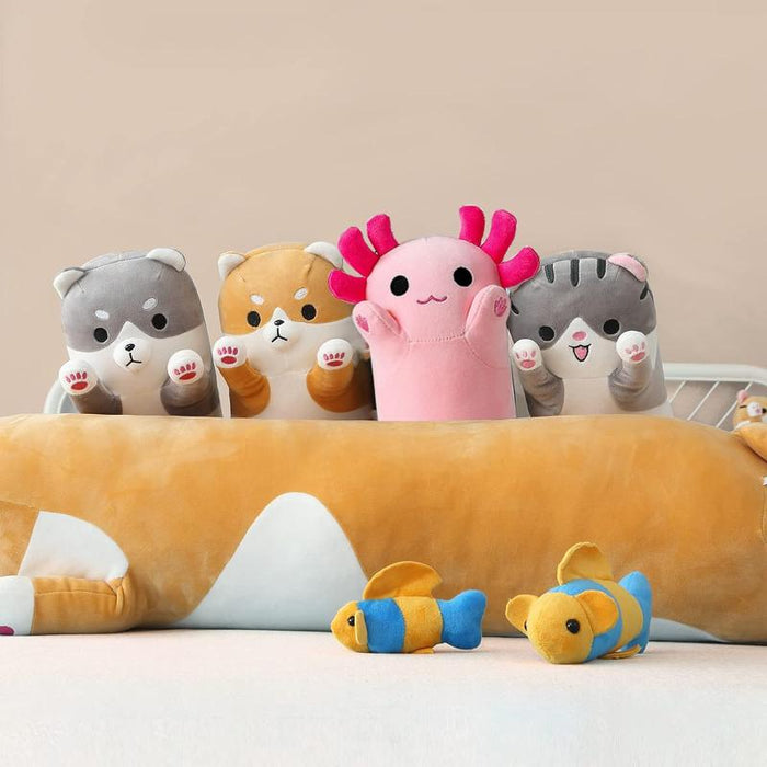 Cat Design Long Axolotl Plush Pillow Toy