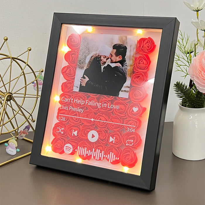 Personalized Music Flower Shadow Box With Photo