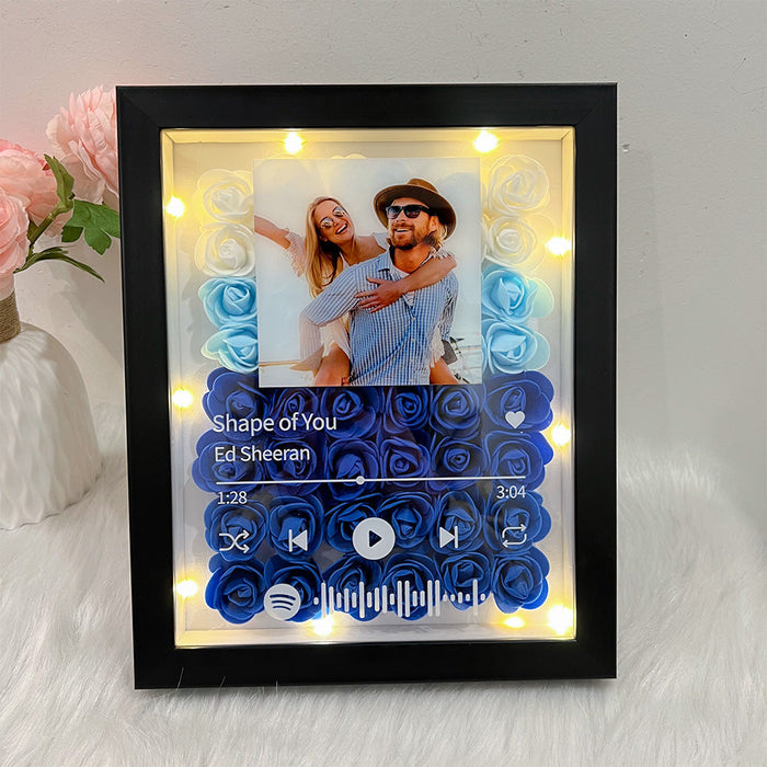 Personalized Music Flower Shadow Box With Photo