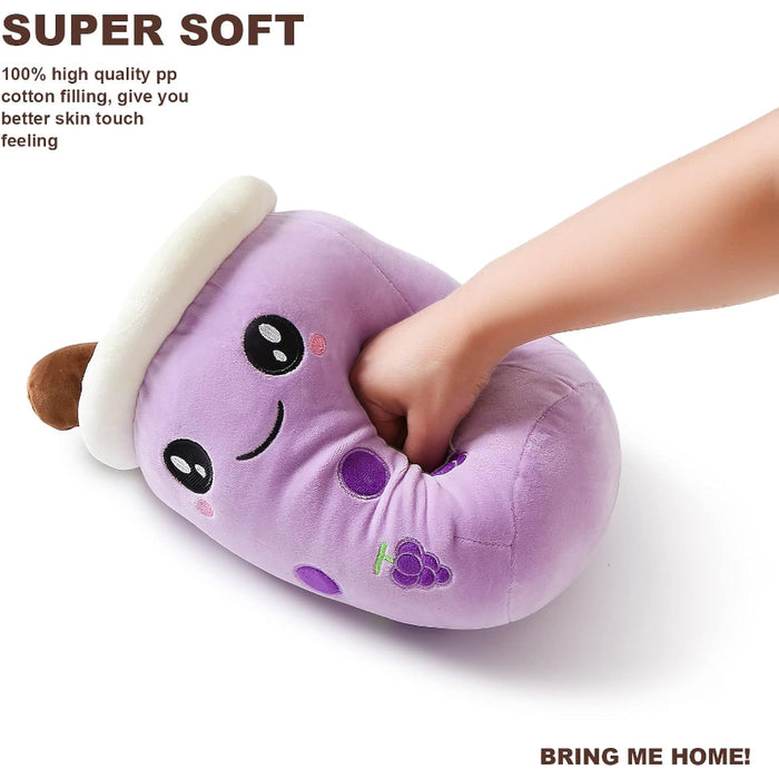 Grape Milk Tea Cup Plush Pillow