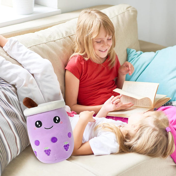 Grape Milk Tea Cup Plush Pillow