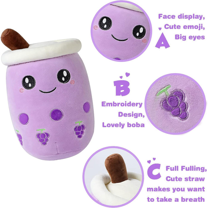 Grape Milk Tea Cup Plush Pillow