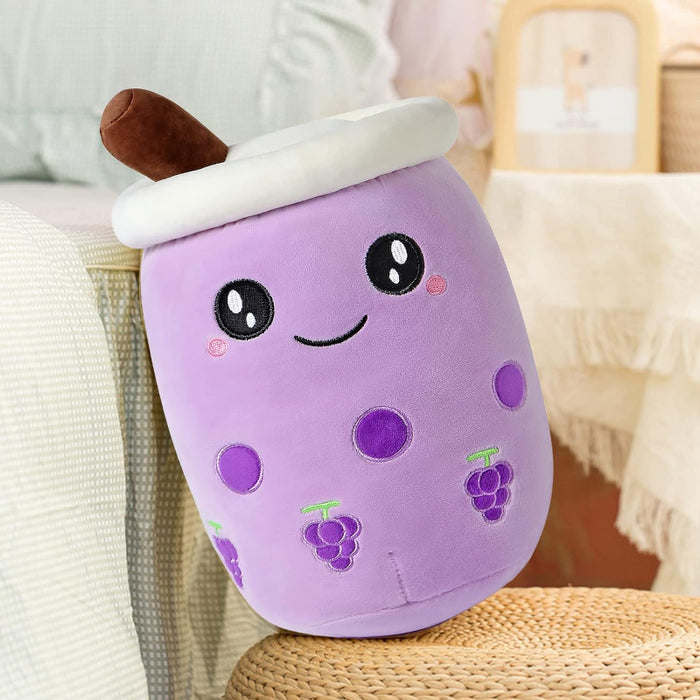 Grape Milk Tea Cup Plush Pillow