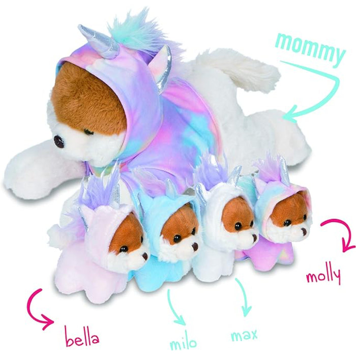 Mommy Dog Unicorn Plushie with 4 Puppies