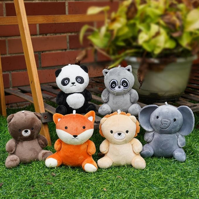 Set Of 6 Mini Plush Animal Keychain