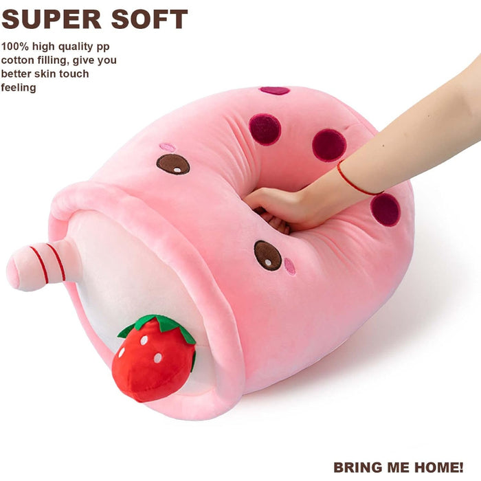 Strawberry Milk Cup Plush Pillow