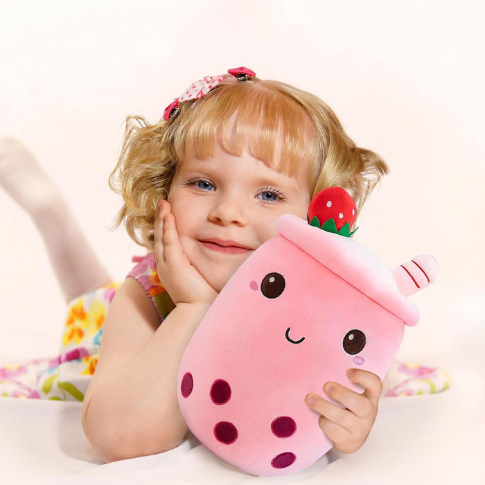 Strawberry Milk Cup Plush Pillow