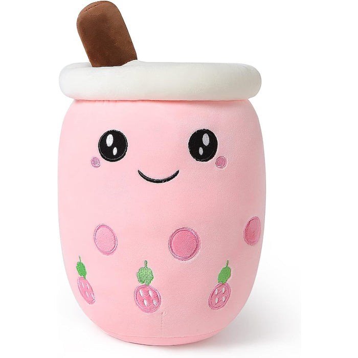 Strawberry Milk Tea Cup Plush Pillow