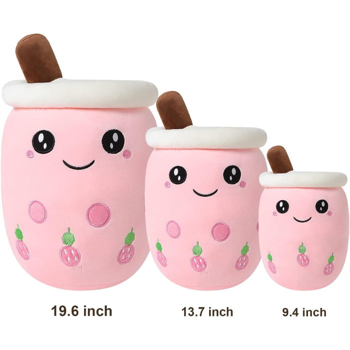 Strawberry Milk Tea Cup Plush Pillow