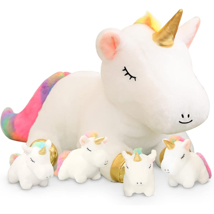 Unicorn Plush Toy With Mini Unicorn Babies