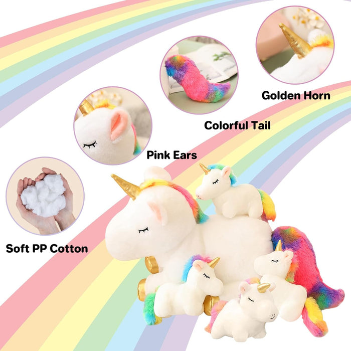 Unicorn Plush Toy With Mini Unicorn Babies