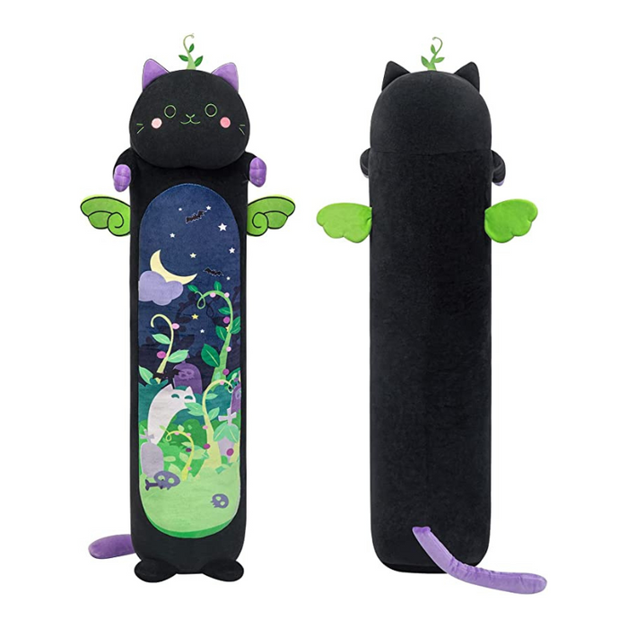 Long Black Mint Cat Plush Soft Body Pillow