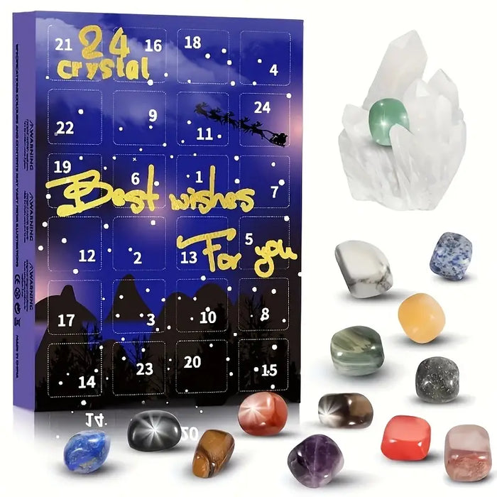 24 Pieces Christmas Calendar Crystal Gemstones Set