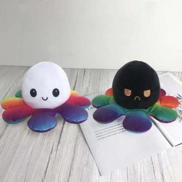 White and Black Multicolor Octopus Plush Toy